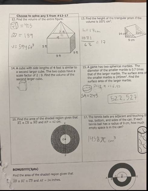 Answer ALL questions with work. Ignore answers