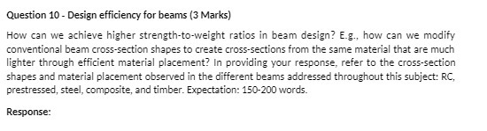 Question 10- Design efficiency for beams (3