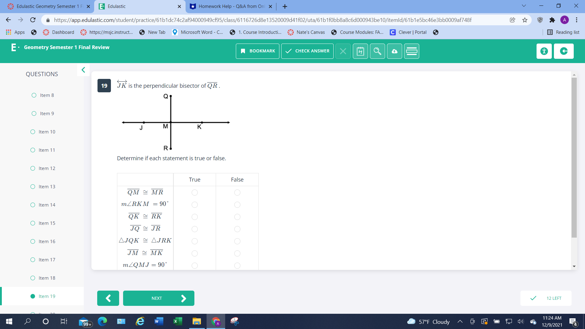 Edulastic Geometry Semester 1 Fi X E. Edulastic X