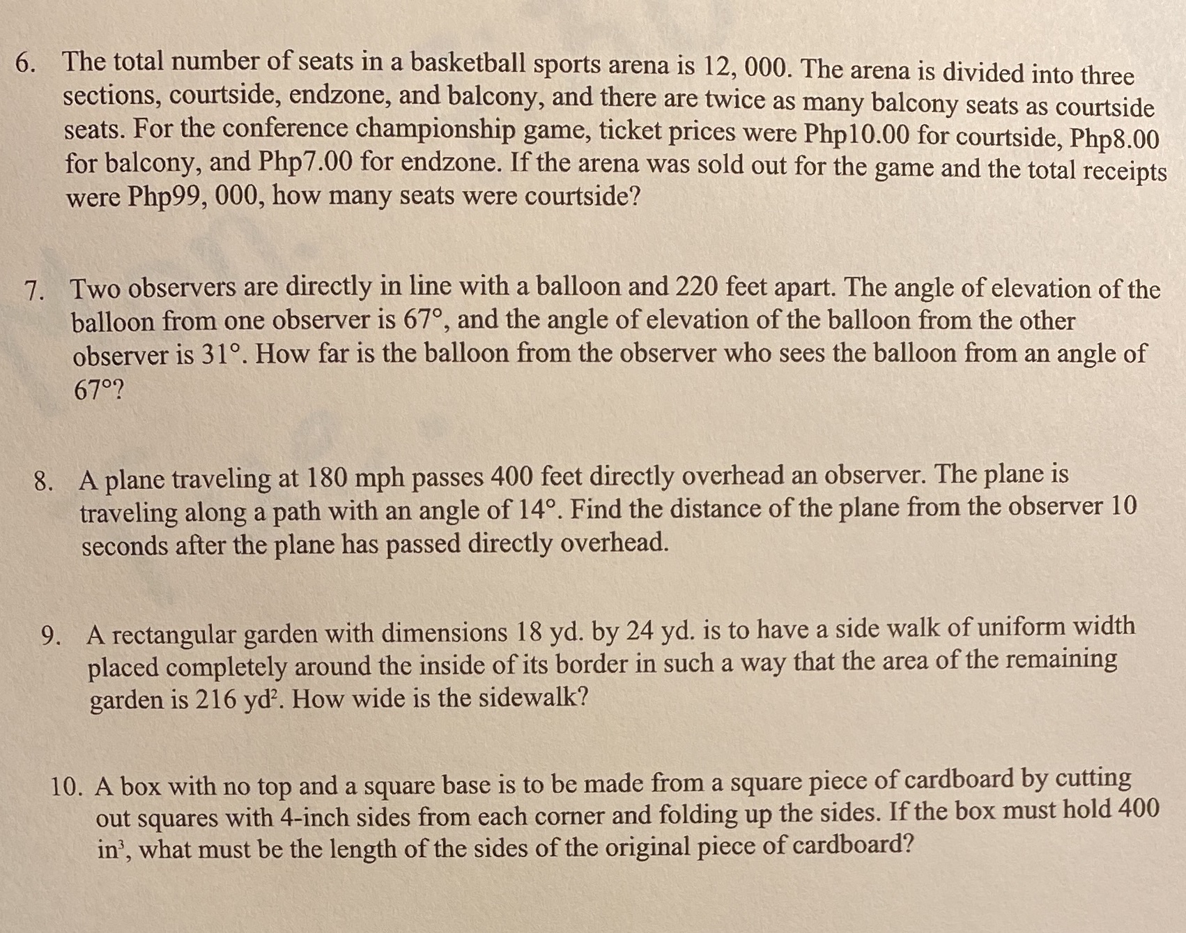 Please help show solutions- thank you 6. The