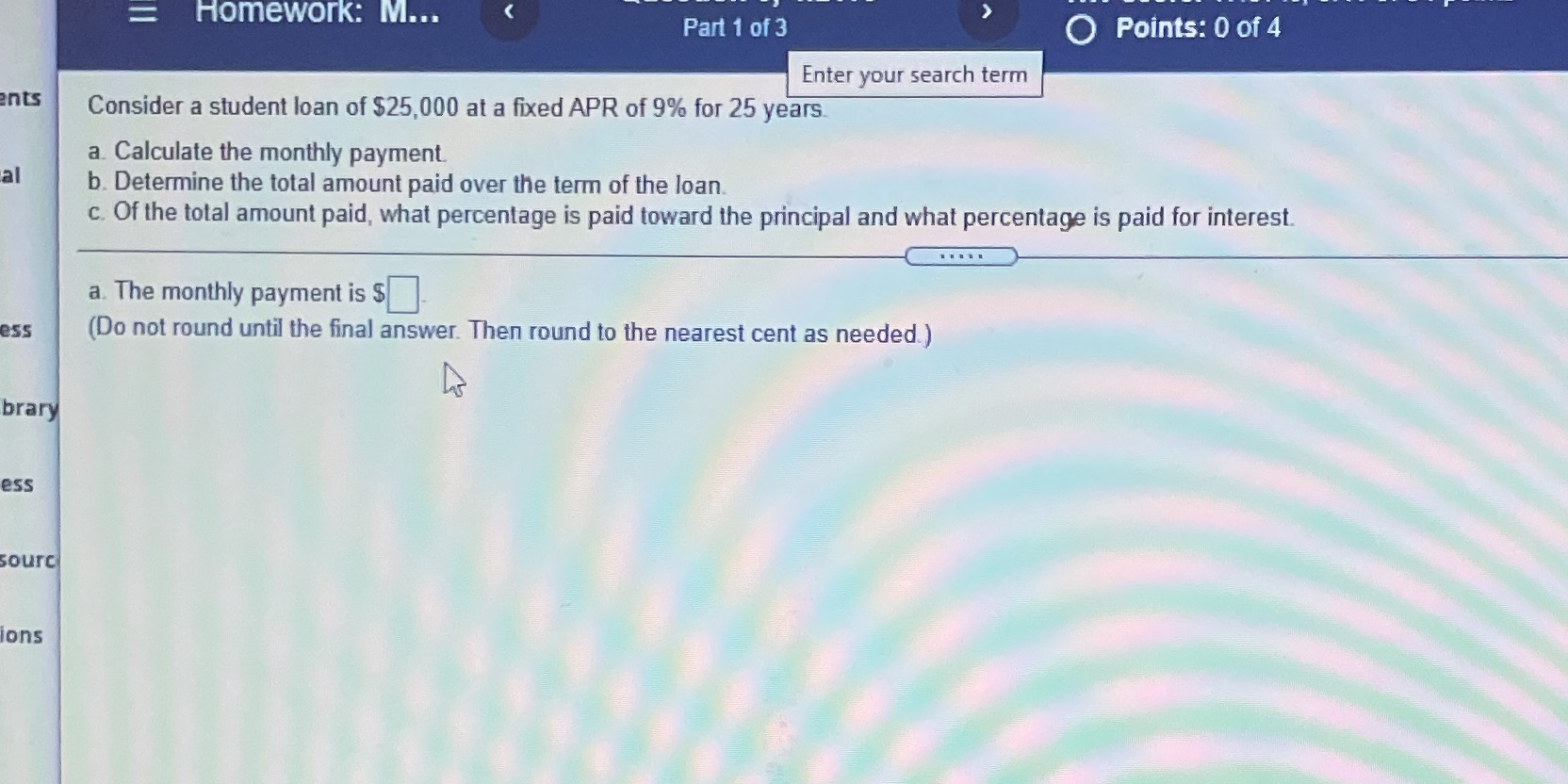 = Homework: M... Part 1 of 3 O Points: 0 of 4