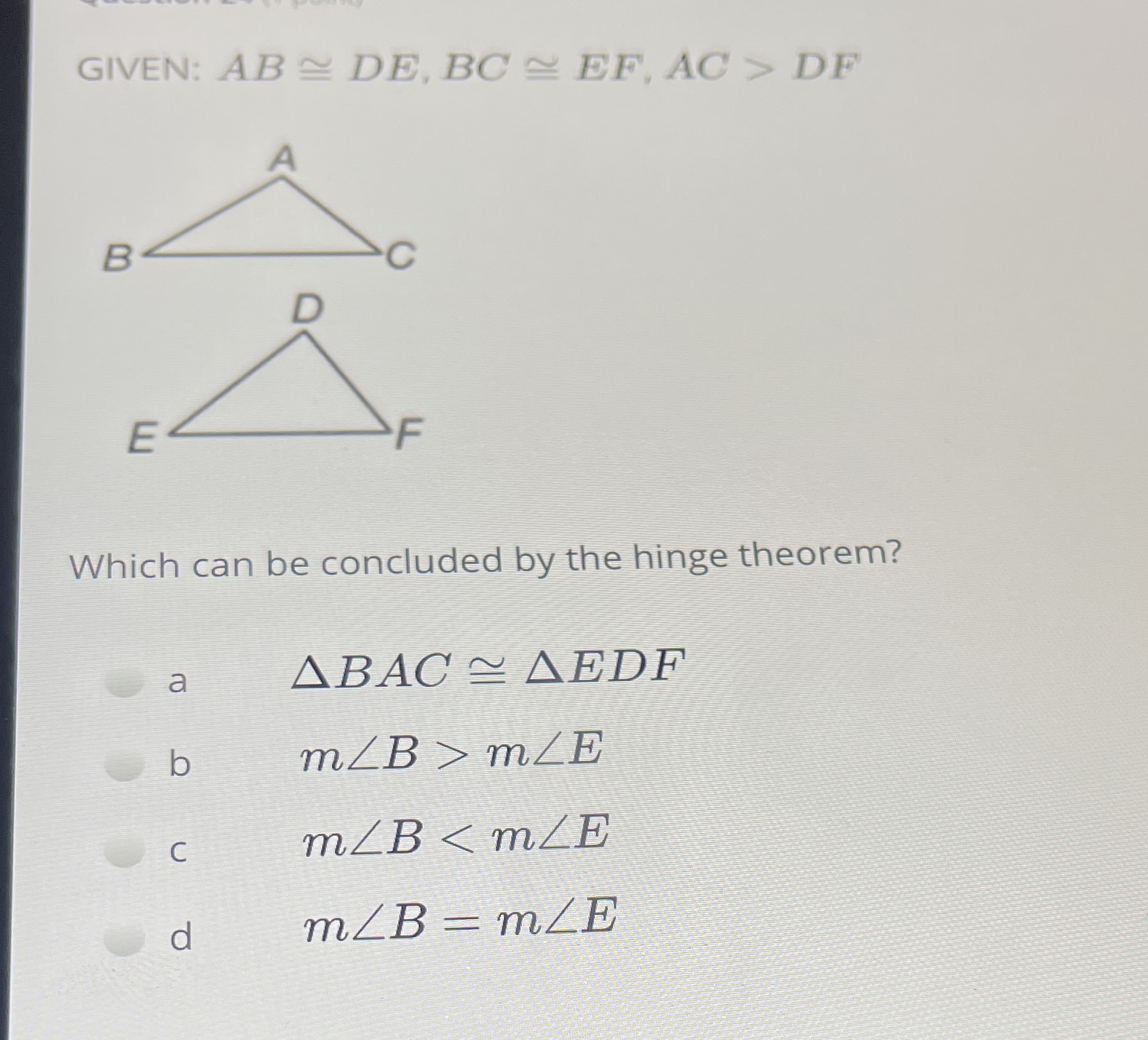 GIVEN: AB ~ DE, BC ~ EF, AC  style=