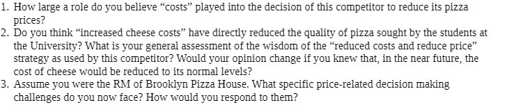 1. How large a role do you believe "costs" played