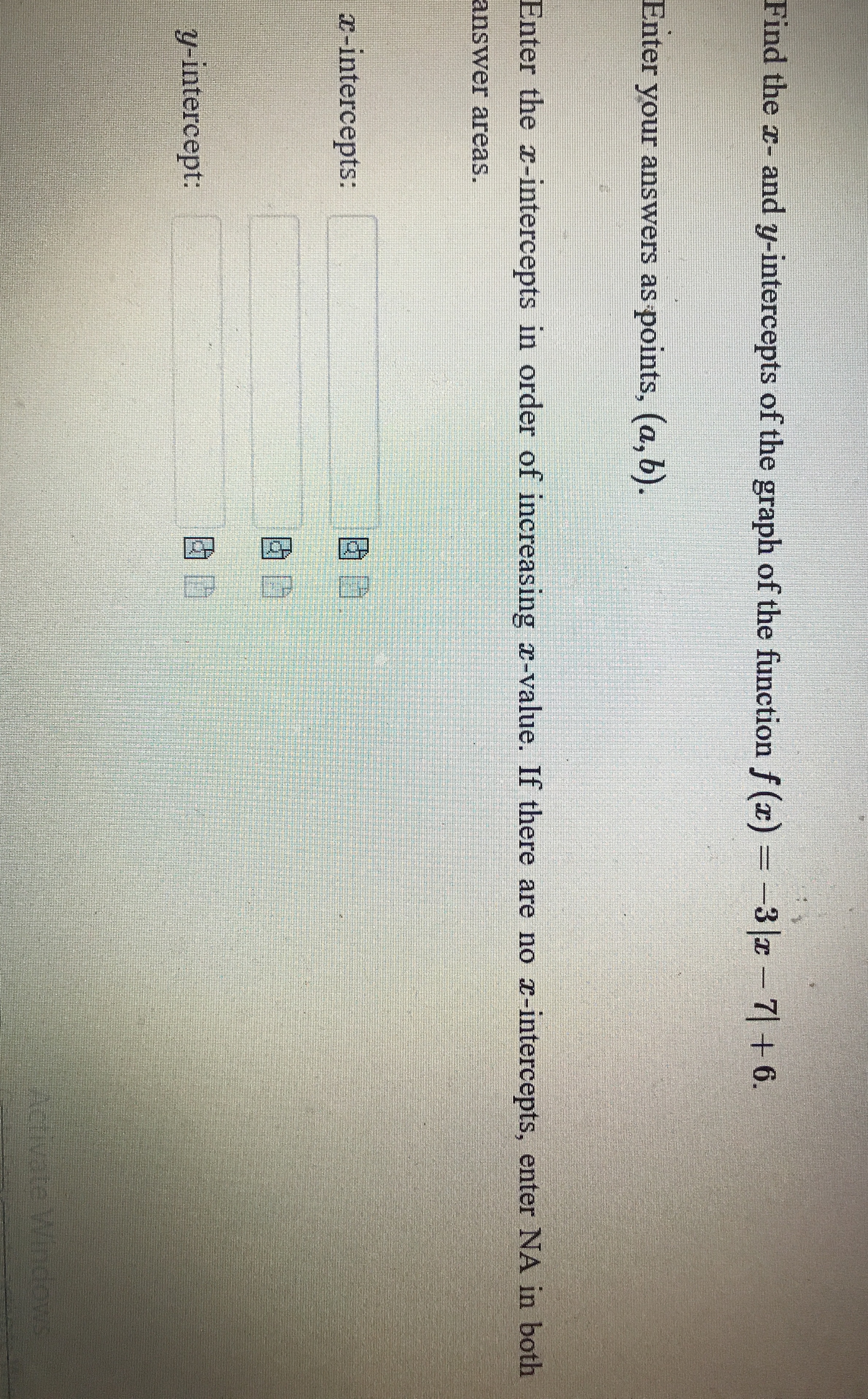 What are the x and y intercepts Find the x- and
