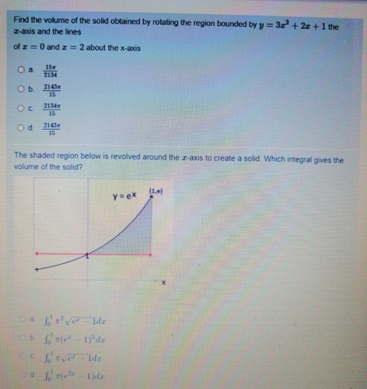 Find the volume of the solid obtained by rotating