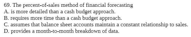 69. The percent-of-sales method of financial