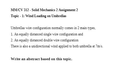 MM/CV 312 - Solid Mechanics 2 Assignment 2 Topic