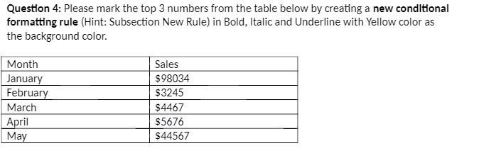 Question 4: Please mark the top 3 numbers from