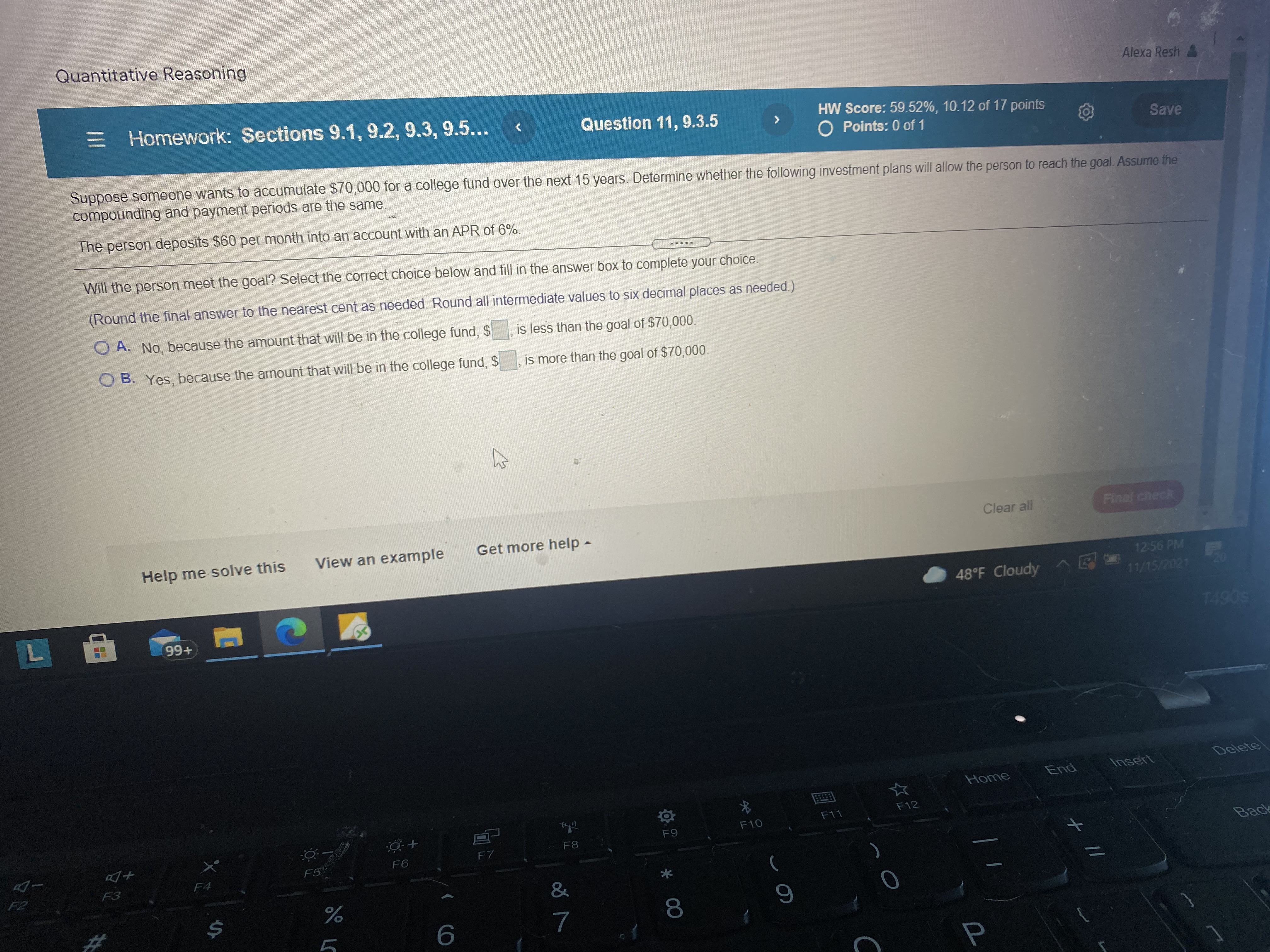 Quantitative Reasoning Alexa Resh = Homework: