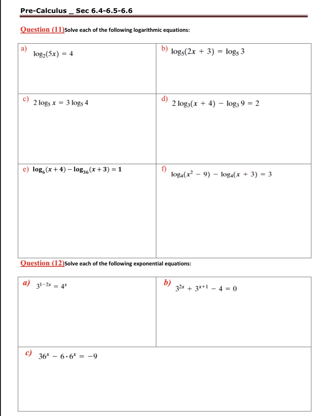 Pre-Calculus _ Sec 6.4-6.5-6.6 Question (11)Solve