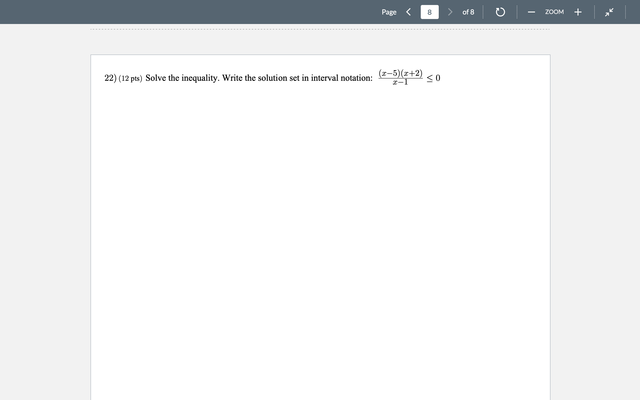 Page 8 of 8 ZOOM + 22) (12 pts) Solve the