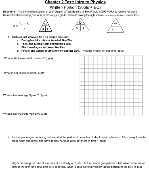 Chapter 2 Test: Intro to Physics Written Portion