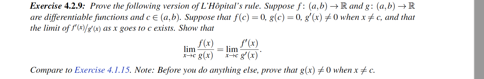 Exercise 4.2.9: Prove the following version of