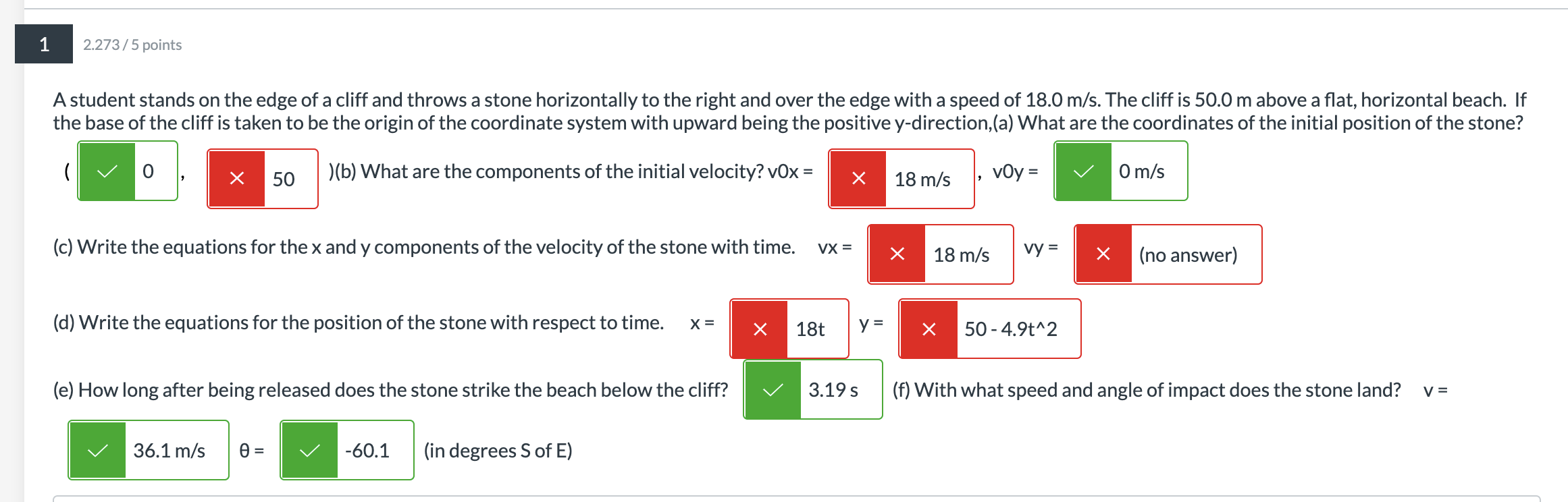 I need help with wrong ones. 2,273 / 5 points A