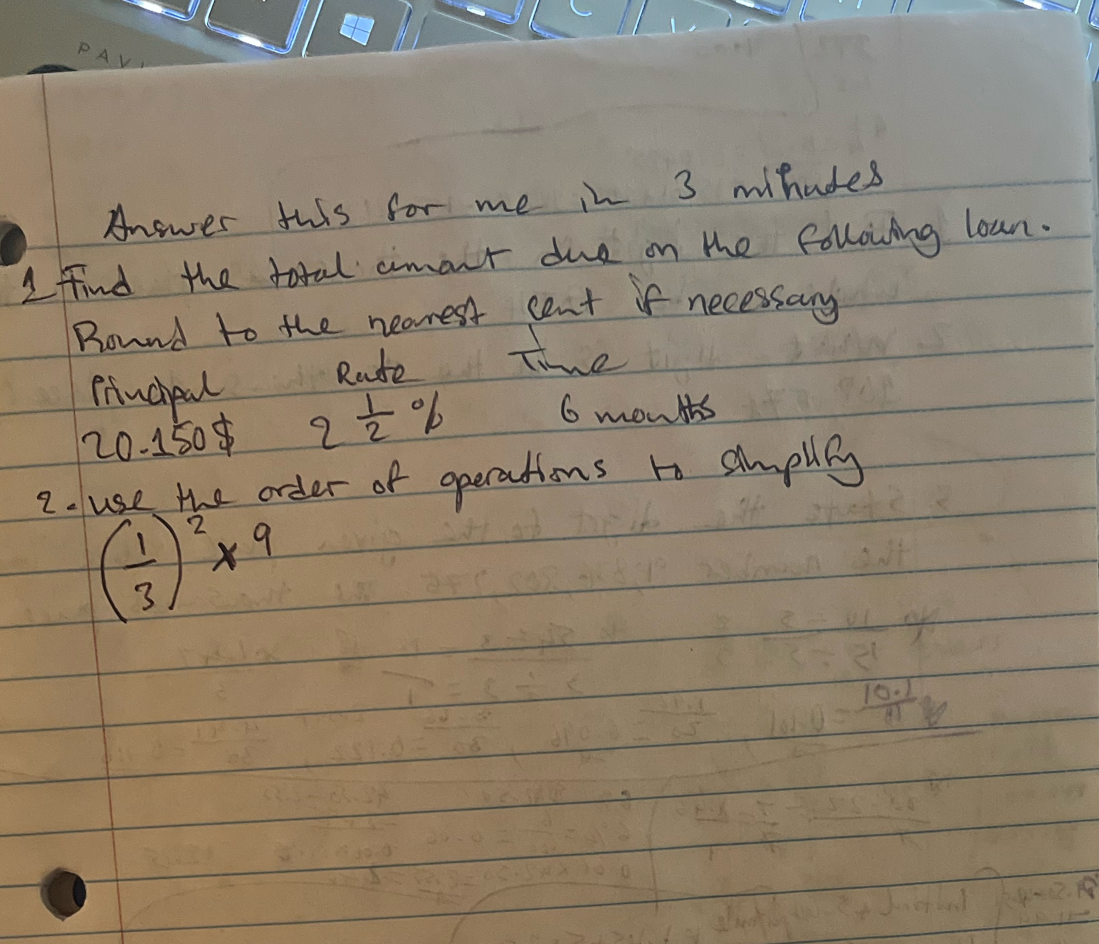 Please answer this for me in 3 minutes. It's an