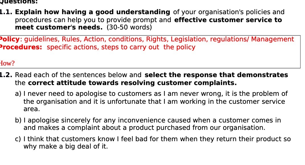 quesuons: Ll. Explain how having a good