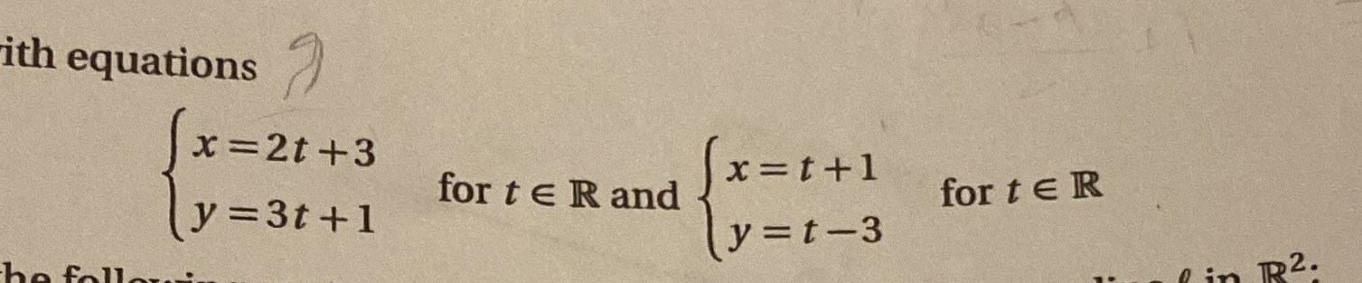 Find intersect points if any ith equations x =2t