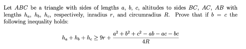 Let ABC be a triangle with sides of lengths a, b,