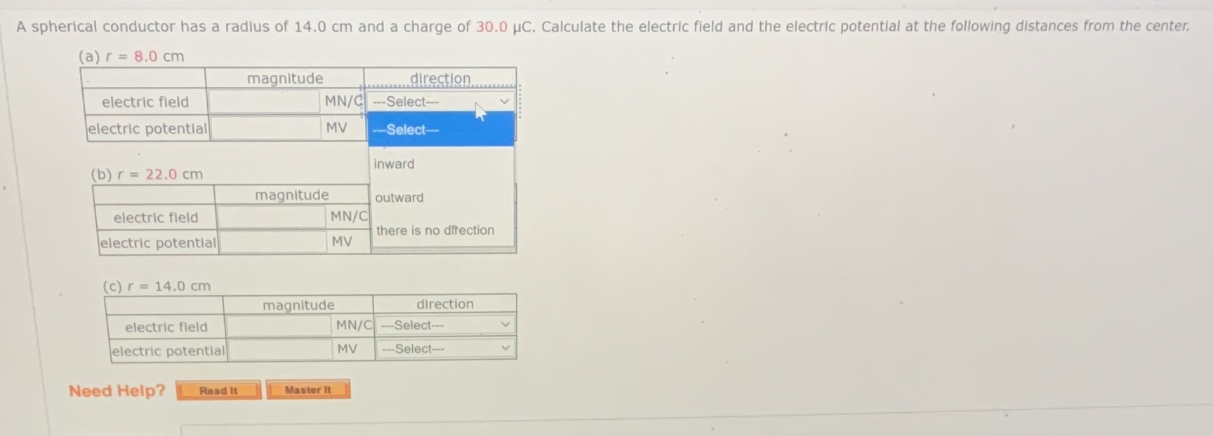 Direction for a), b) and c) also A spherical