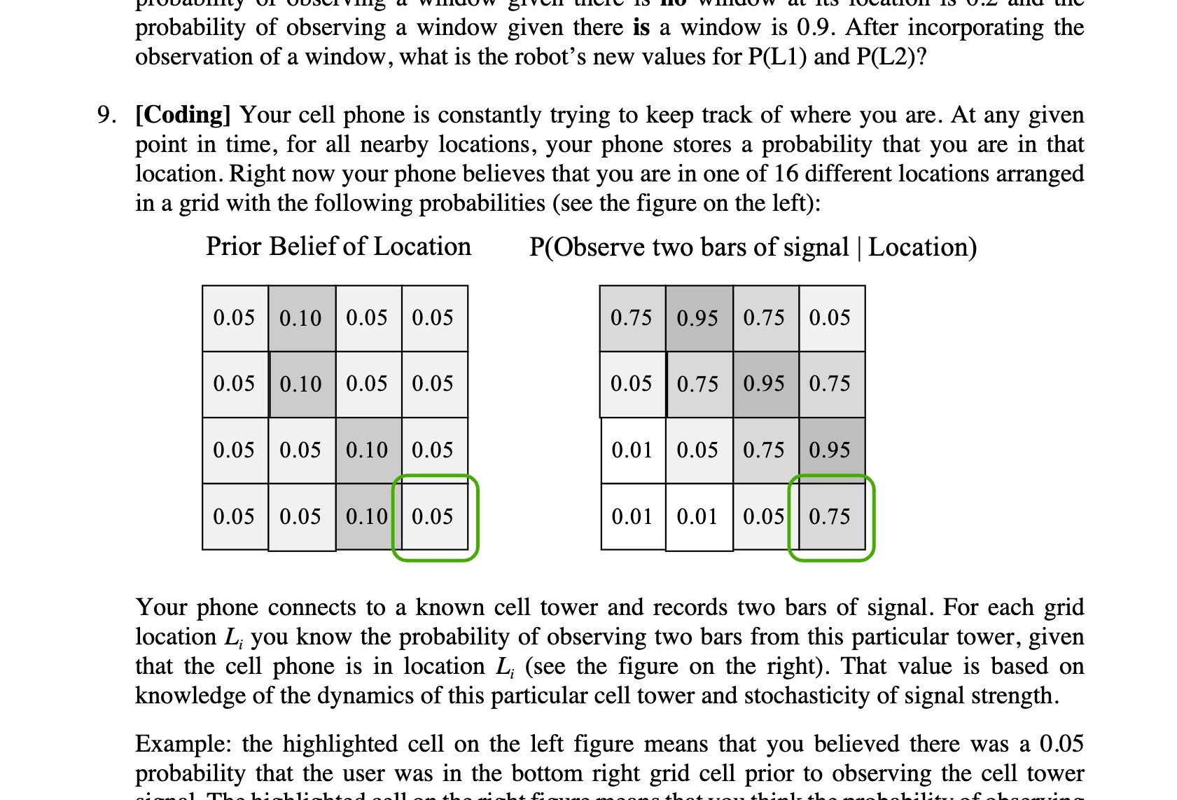 probability of observing a window given there is