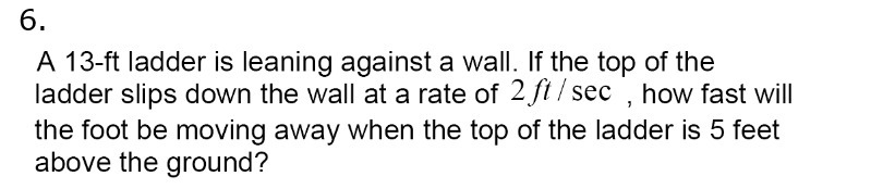 6 A 13ft ladder is leaning against a wall. If the
