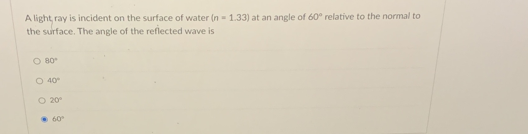 17)... A light ray is incident on the surface of