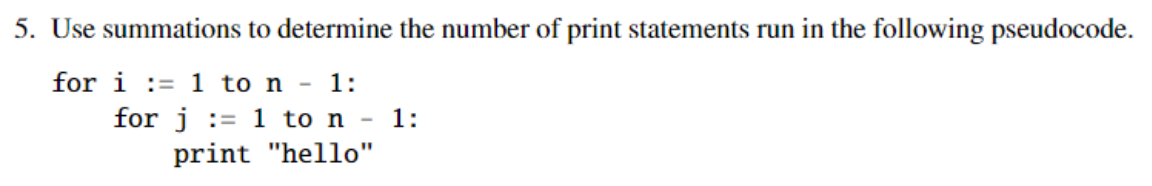 5. Use summations to determine the number of