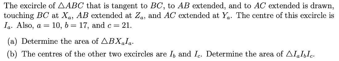 The excircle of AABC that is tangent to BC, to AB