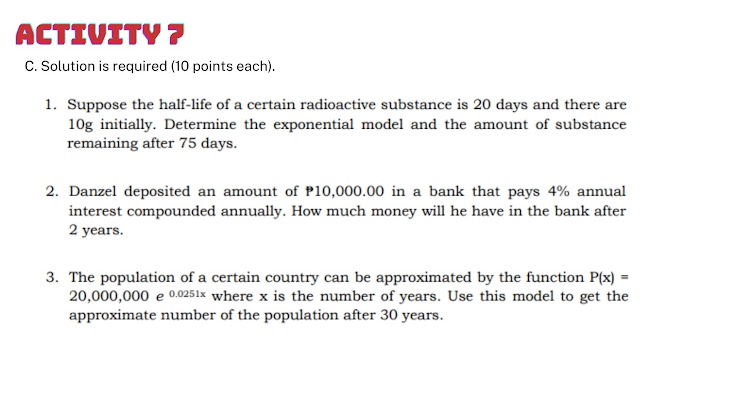 Please help me in genmath ACTIVITY ? C. Solution