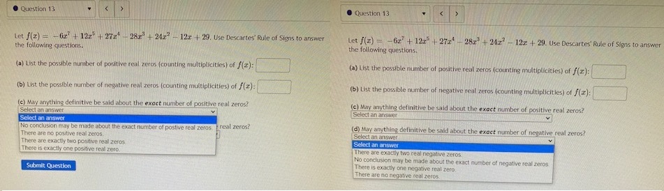 0 Question 13 Question 13 Let f(x) = -61 + 12x +