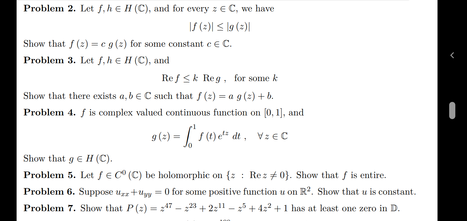 Complex Analysis math Problem 2. Let f, h E H