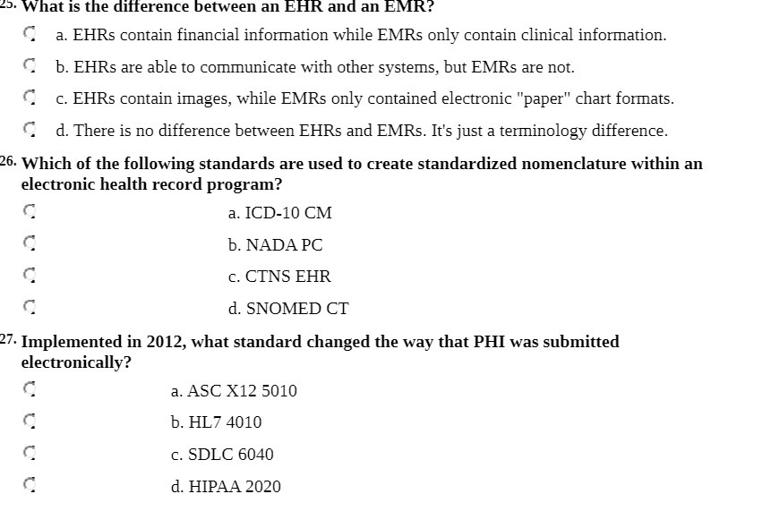 25. What is the difference between an EHR and an