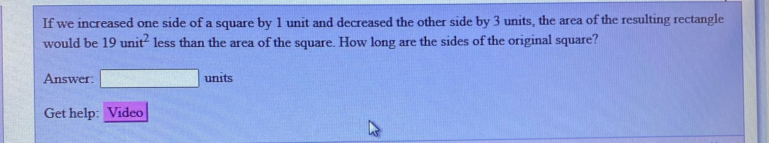 How long are the sides of the original square? If