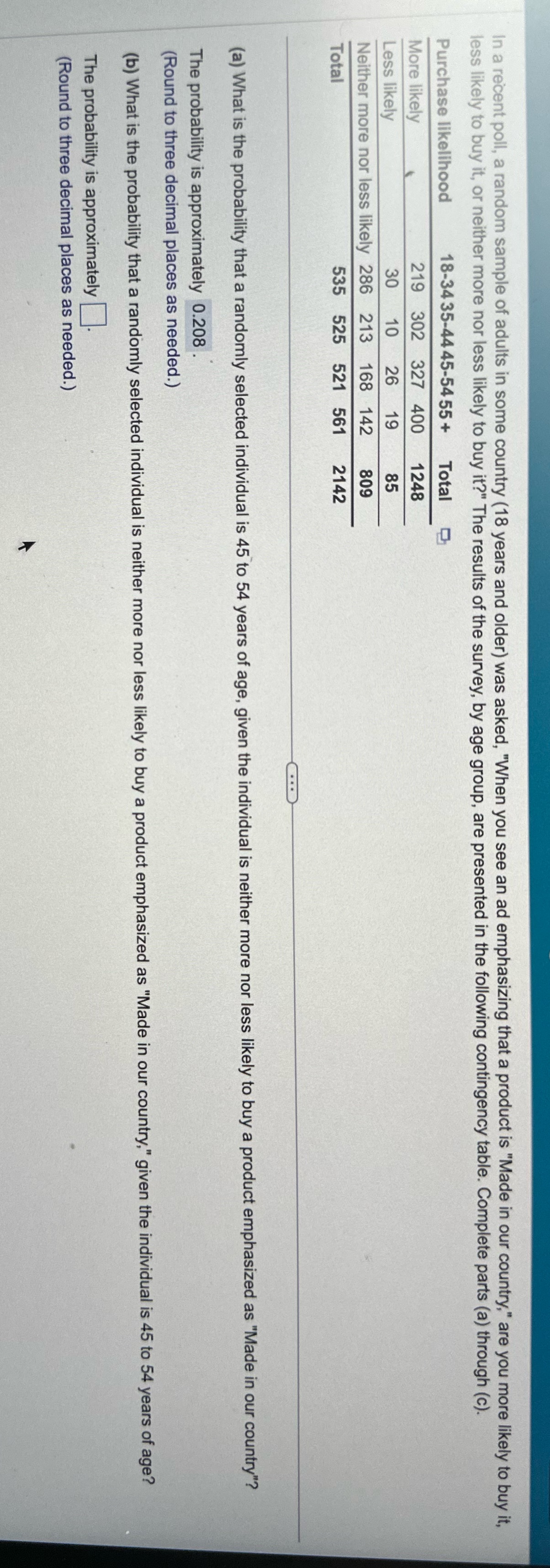 In a recent poll, a random sample of adults in