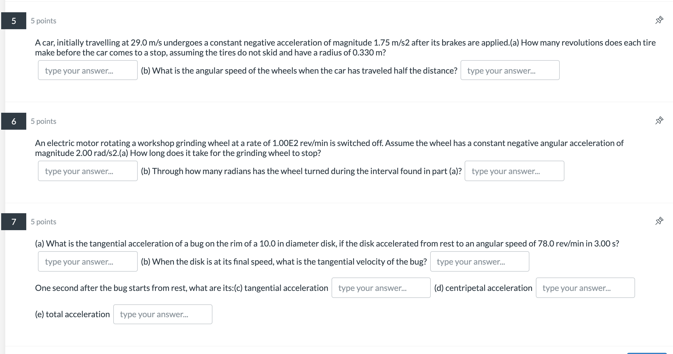 5 points 5 A car, initially travelling at 29.0