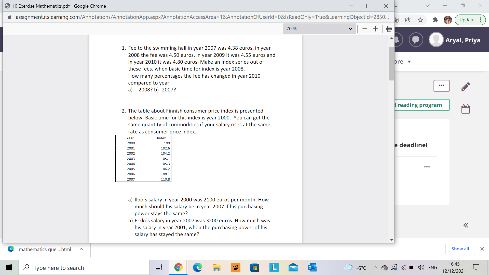 6 10 Exercise Mathematicspdf . Google Chrome 7 X