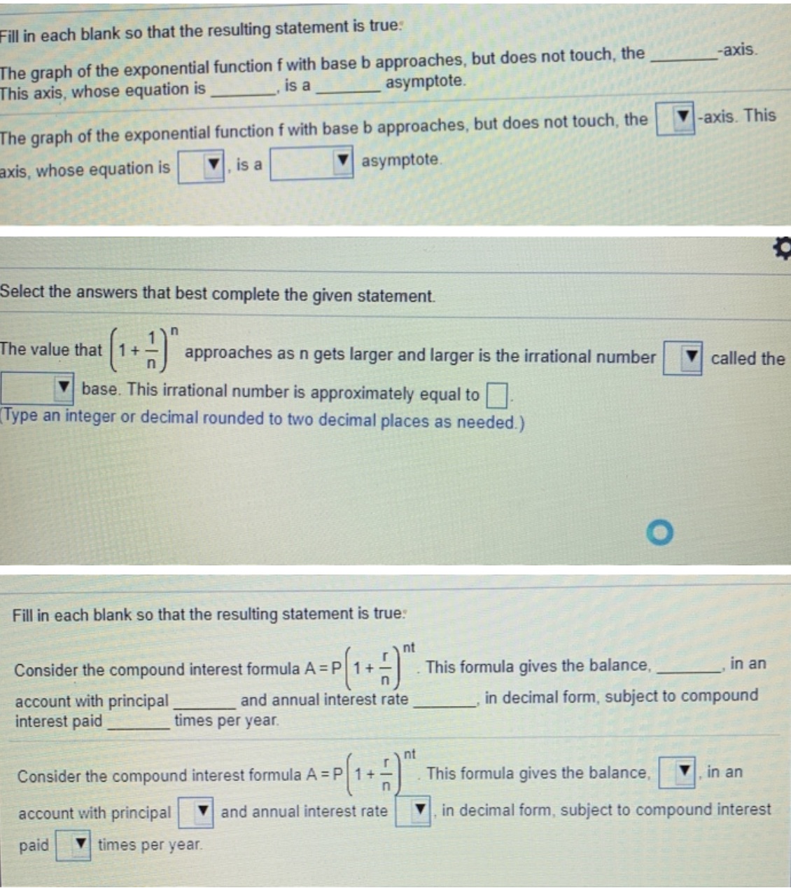 Please help Fill in each blank so that the
