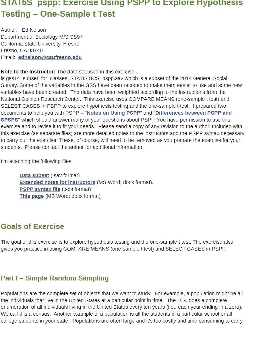 S IAIbS_pspp: Exercise Usmg PSPP to Explore