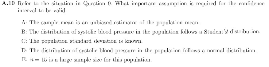 A.10 Refer to the situation in Question 9. What