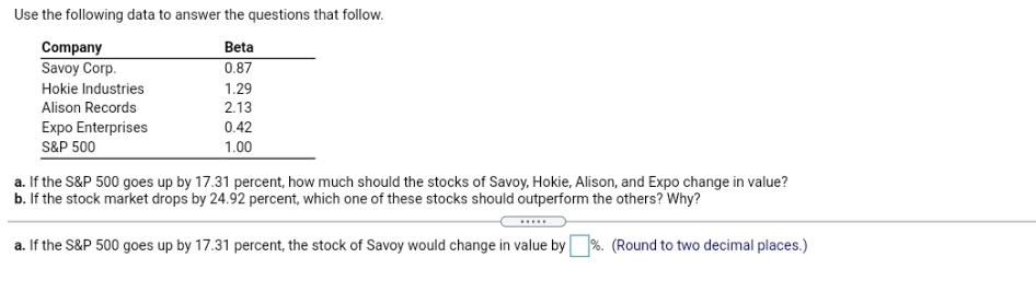 question 4 Use the following data to answer the