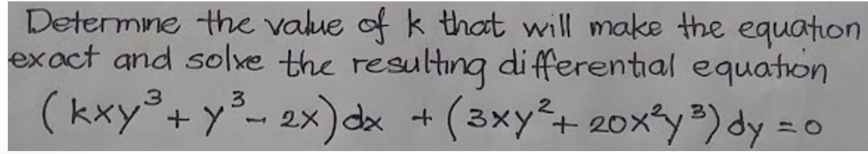 Determine the value of k that will make the