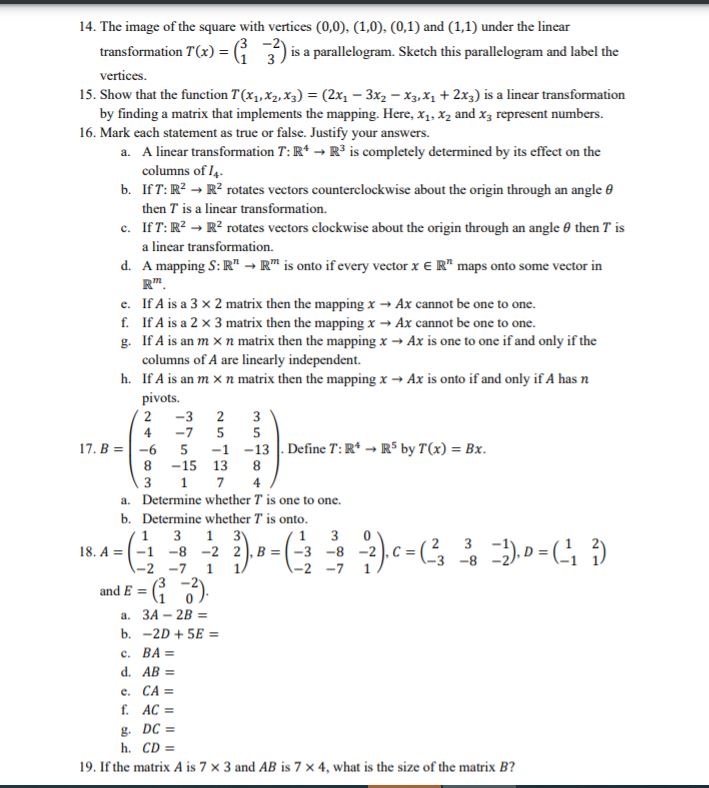14. The image of the square with vertices (0,0),