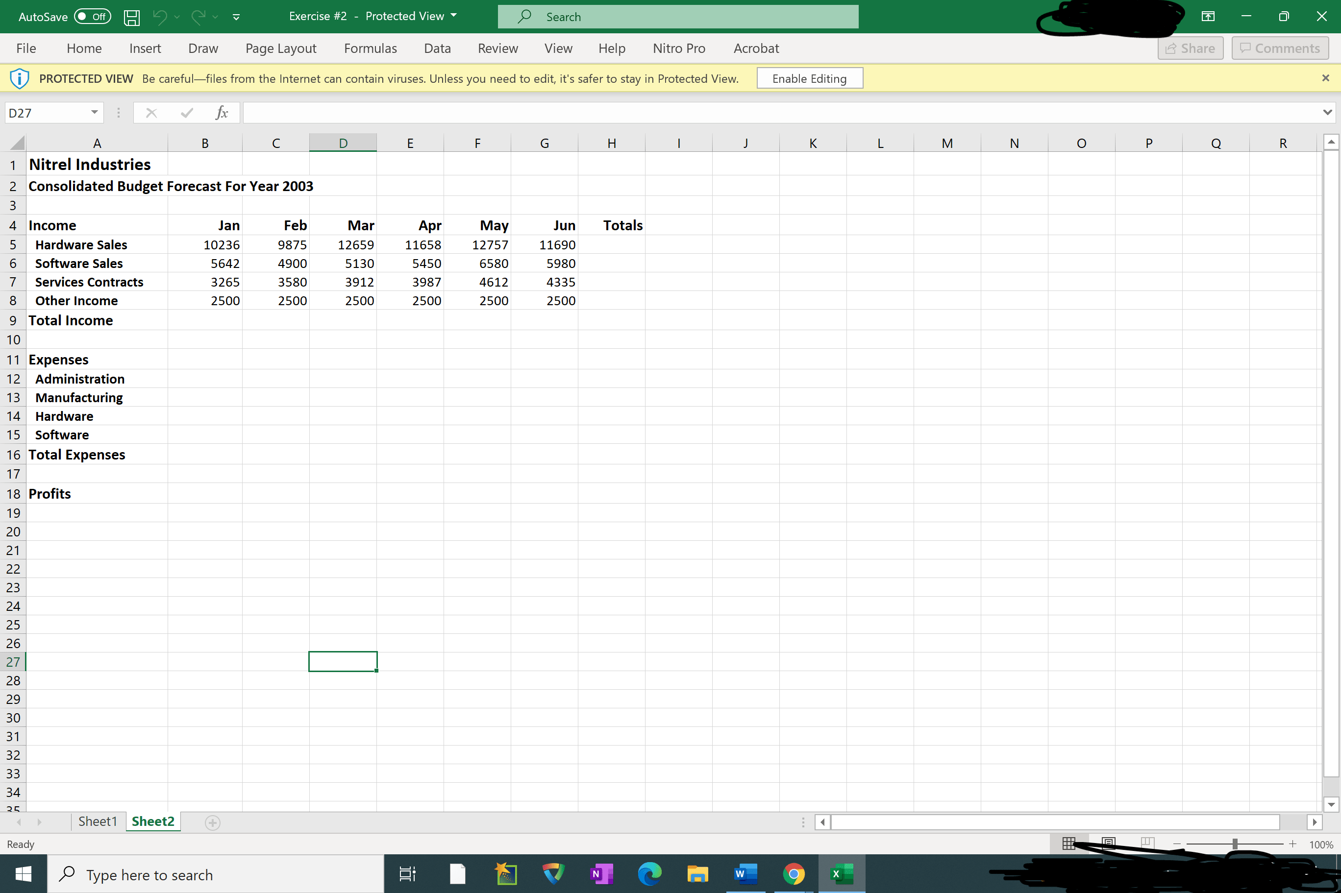 X AutoSave . Off Exercise #2 - Protected View O H