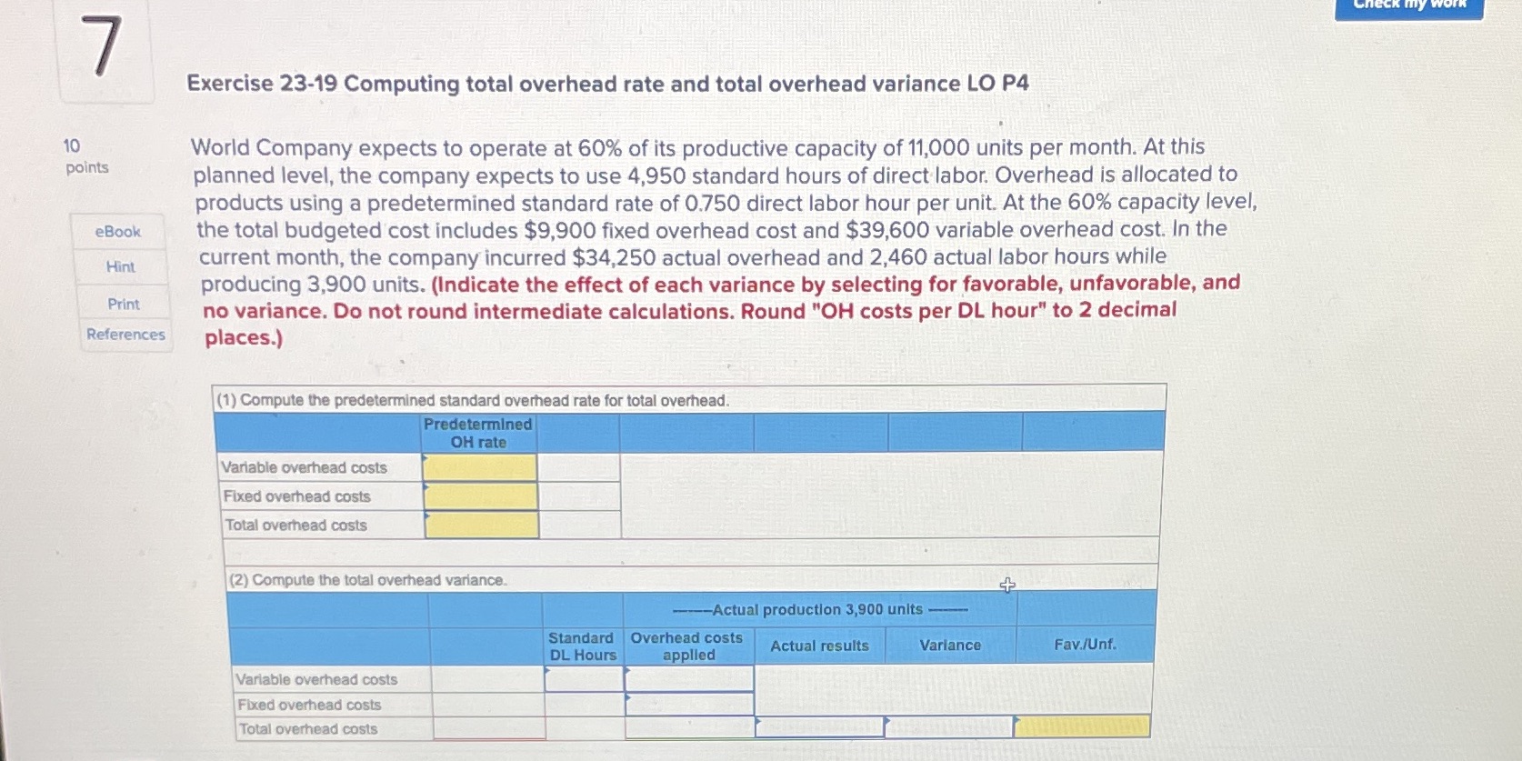 Exercise 23-19 Computing total overhead rate and