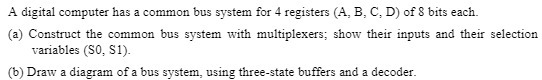 A digital computer has a common bus system for 4