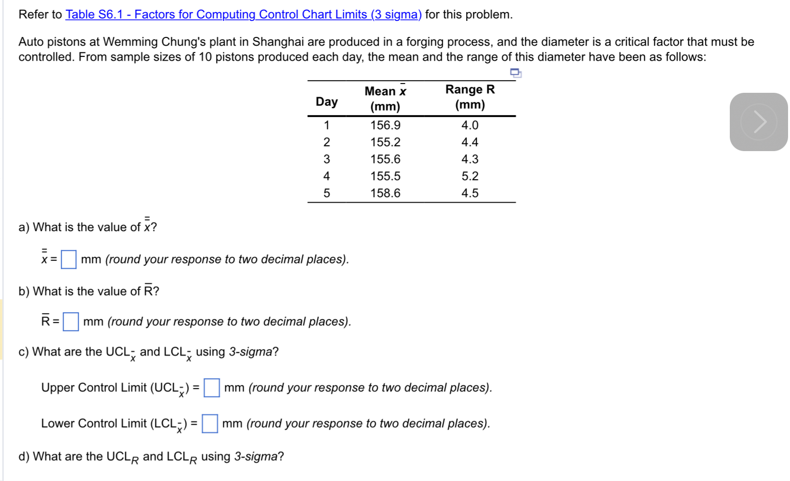 - X Definition Sample Mean Factor, Upper Range,