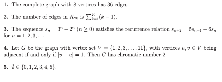 1. The complete graph with 8 vertices has 36