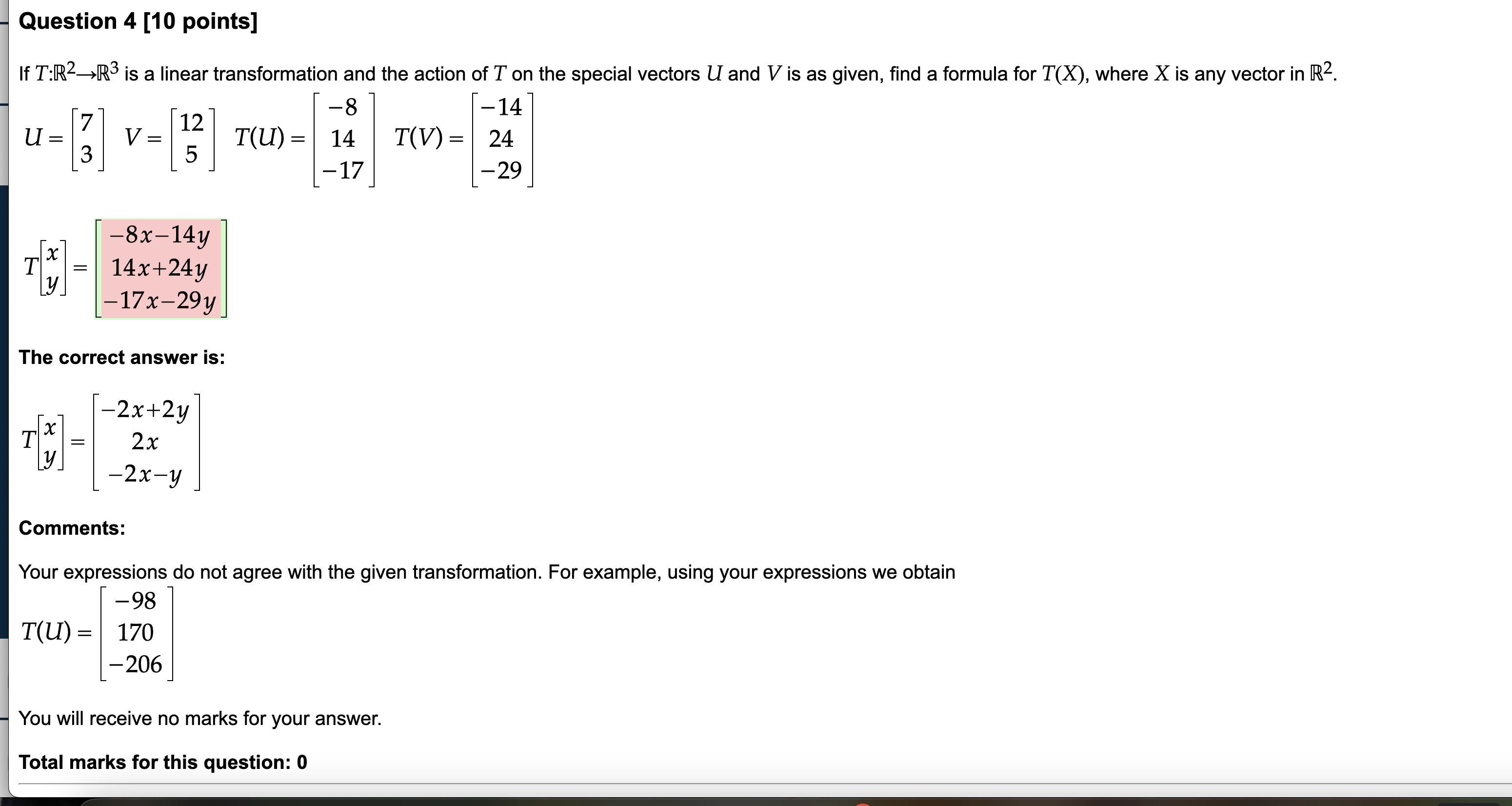 Question 4 [10 points] If T:R2 style=