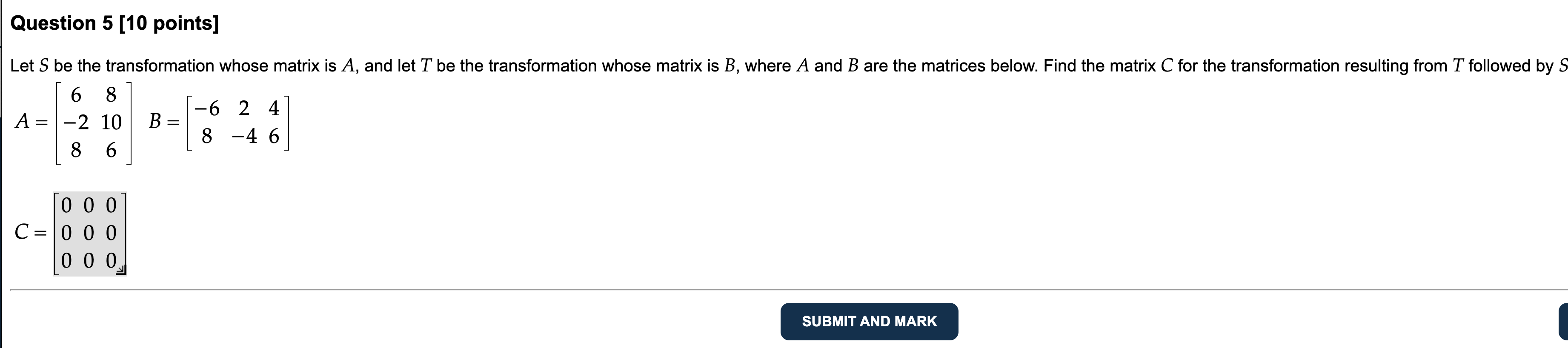 Question 4 [10 points] If T:R2 style=