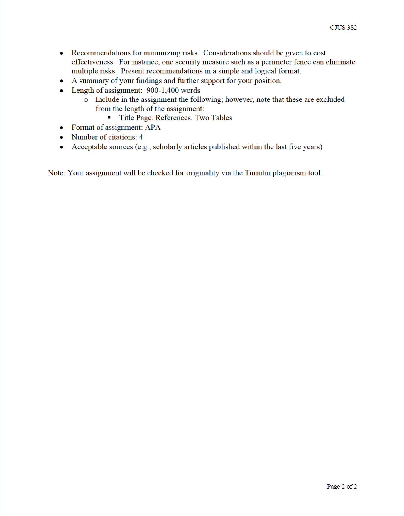 CJUS 382 AIRPORT ASSESSMENT: FINAL ASSIGNMENT